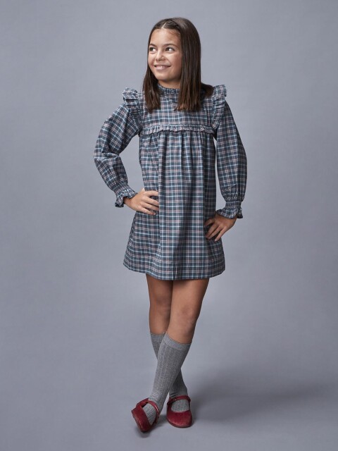 Vestido De Cuadro Petroleo