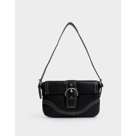 Bandolera Solapa Hebilla B&w Negro