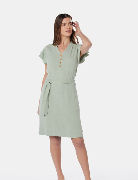 VESTIDO DE LINO Verde