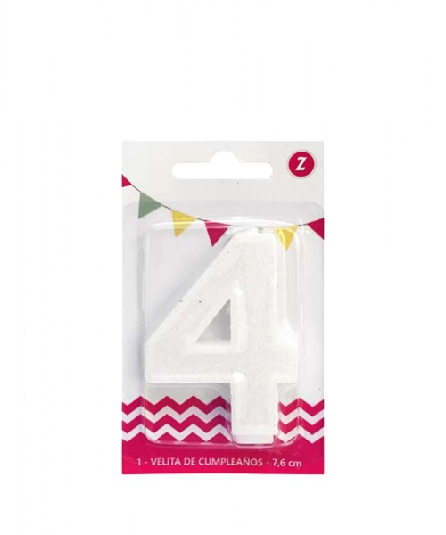 Vela grande glitter n # 4 blanco Vela grande glitter n # 4 blanco