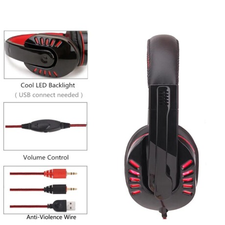 Auriculares Gamer con micrófono GM004 rojos V01