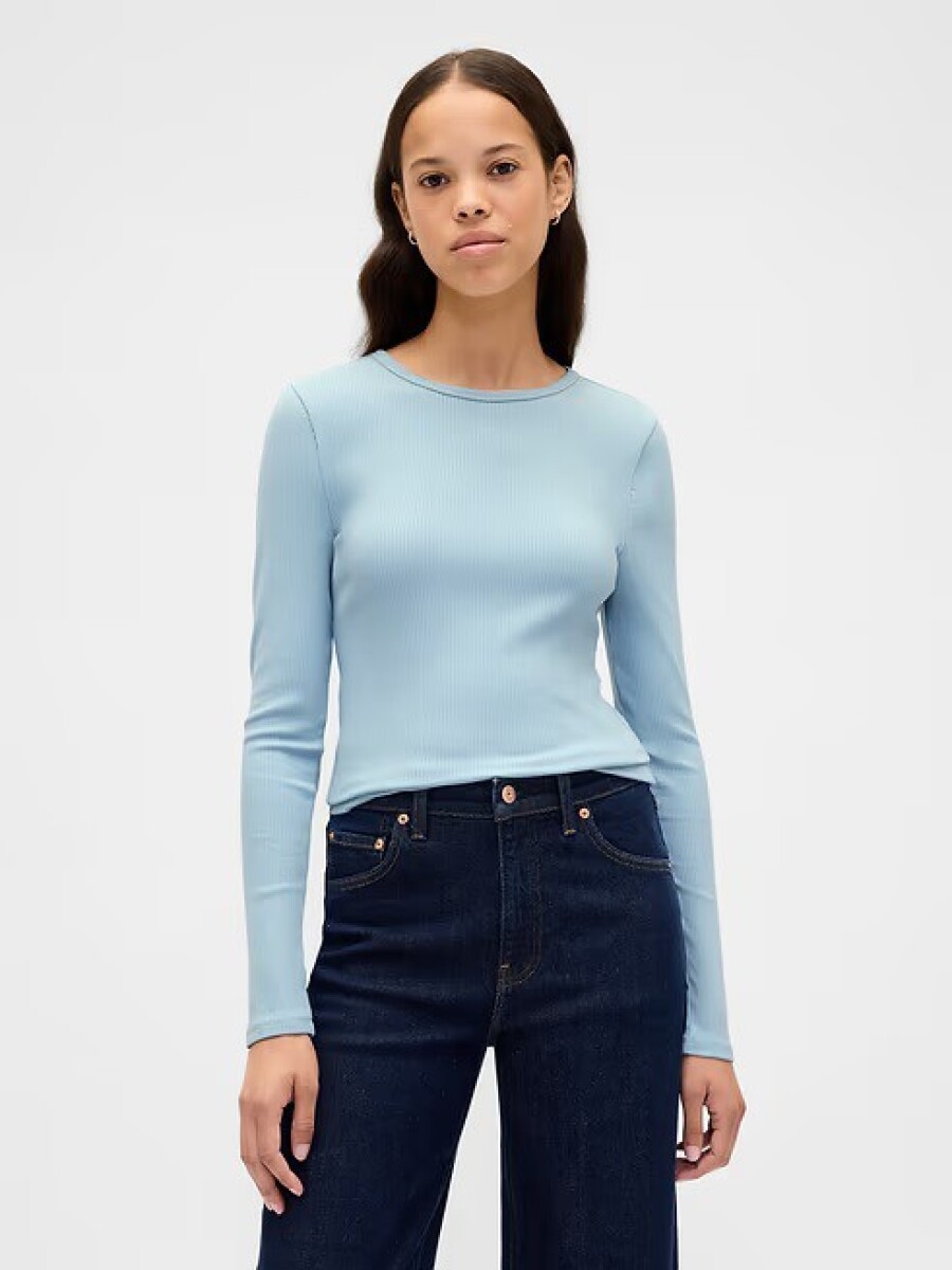 Remera Rib Manga Larga Mujer - Light Autumn 
