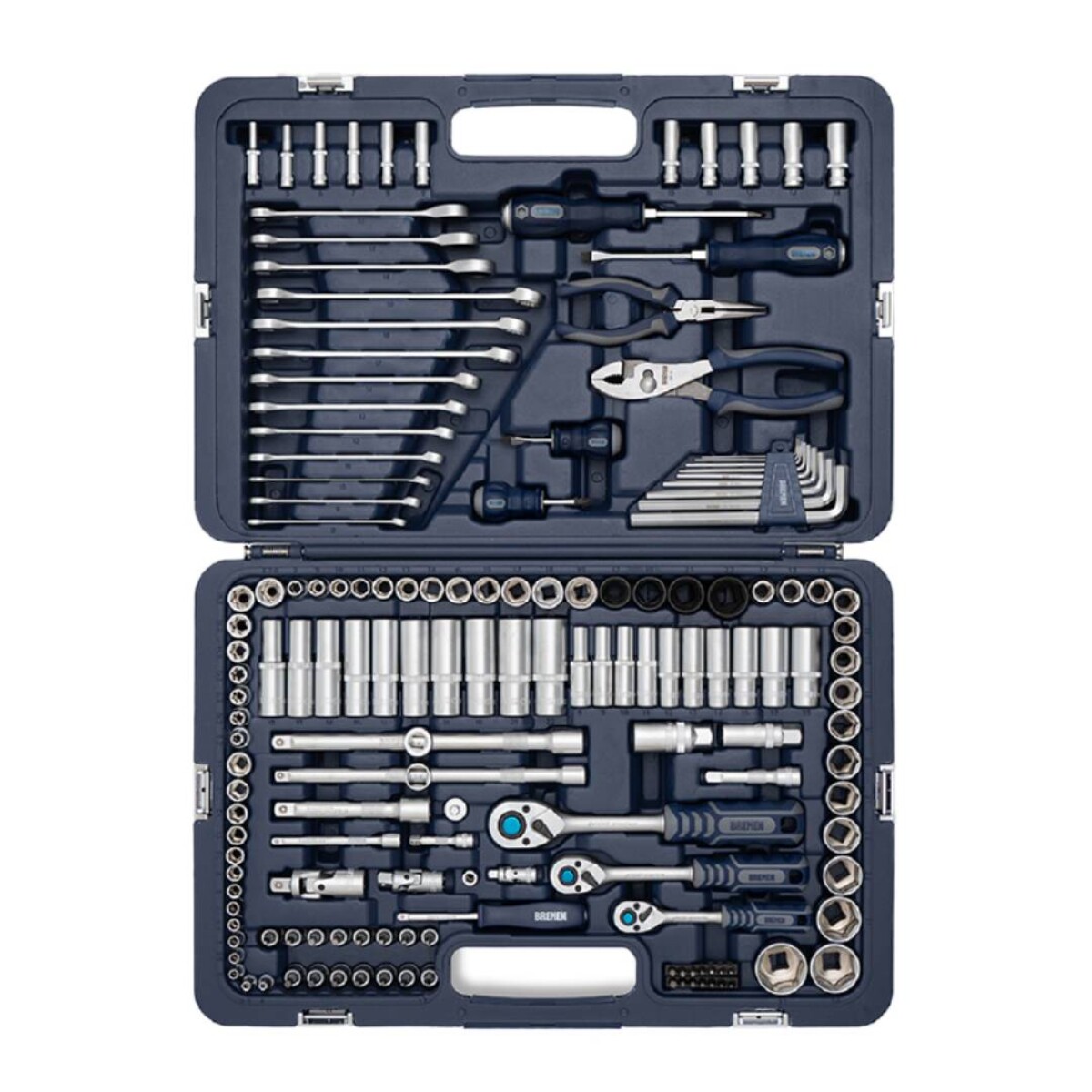 Kit de Juego de Tubo Bremen 1/4 3/8 1/2 llaves combinadas - 160 Piezas 