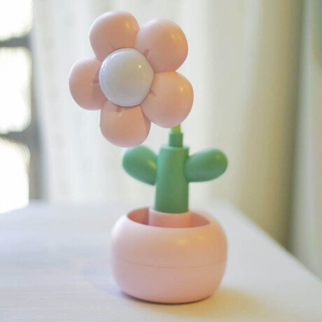 Lámpara de escritorio flor base redonda – diseño infantil Rosado