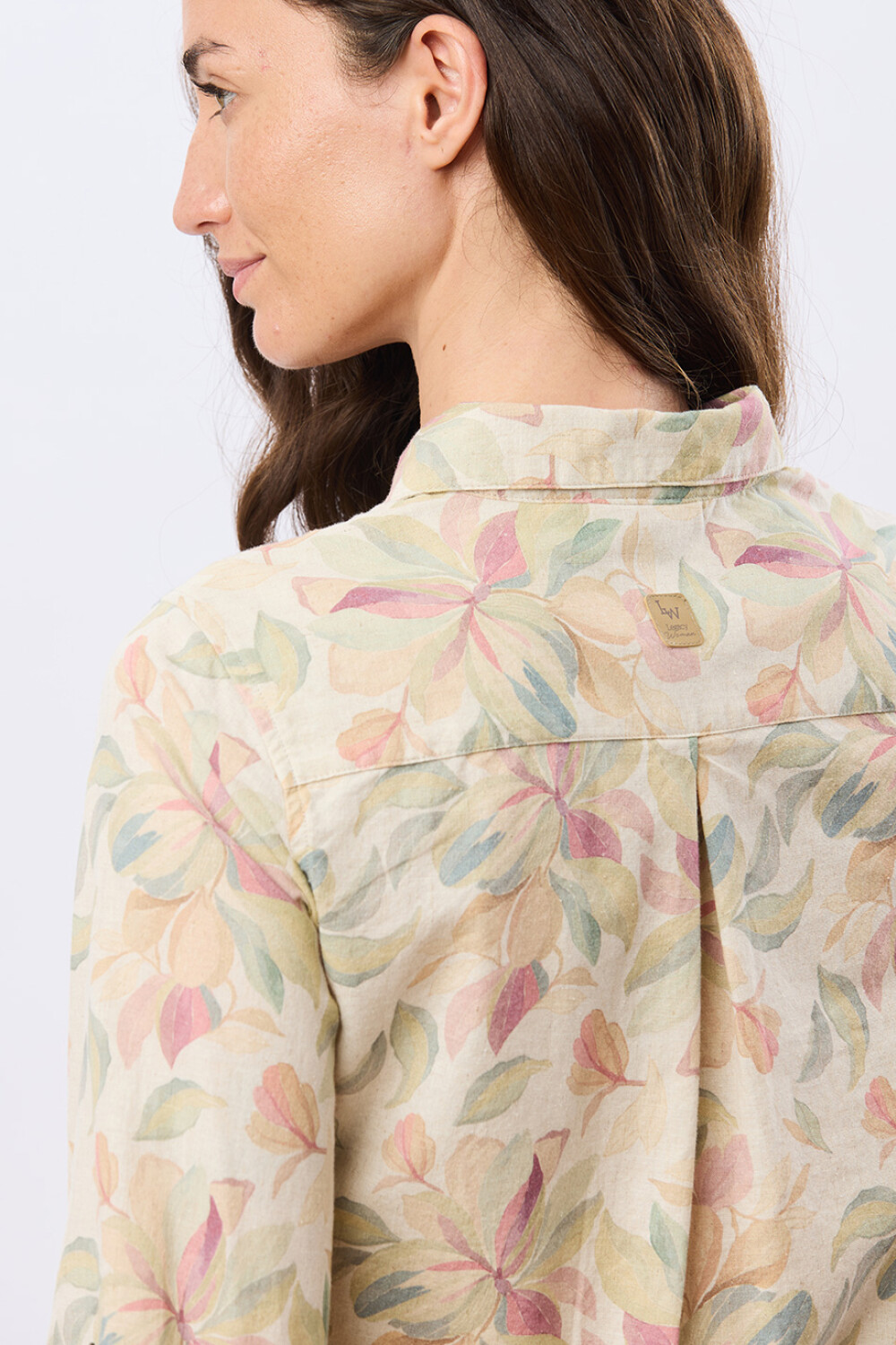 CAMISA DE LINO ESTAMPADA Coral