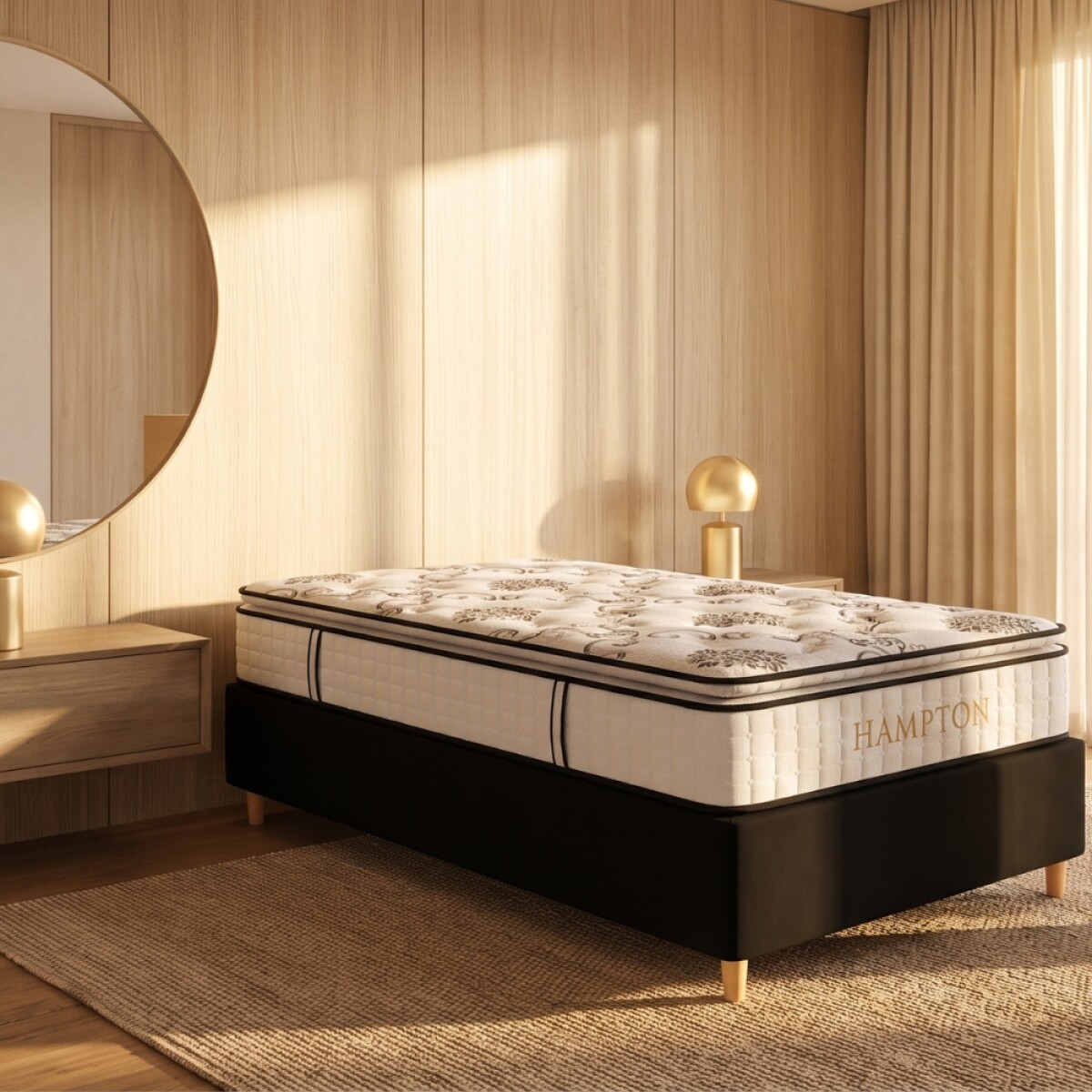 Sommier Baúl Smartbox HAMPTONS 1 plaza 90x190 Bronze - Negro 