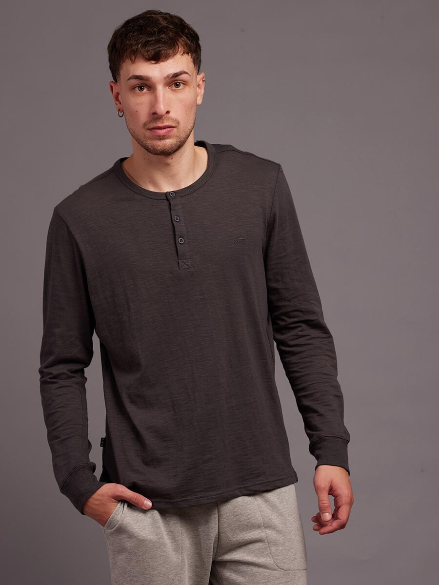 T-SHIRT M/L HENLEYW23 RUSTY - Gris Oscuro 