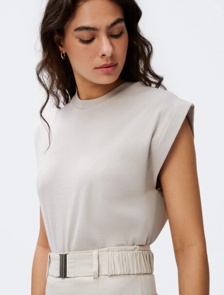 CAMISETA EN TELA ACANALADA GRIS