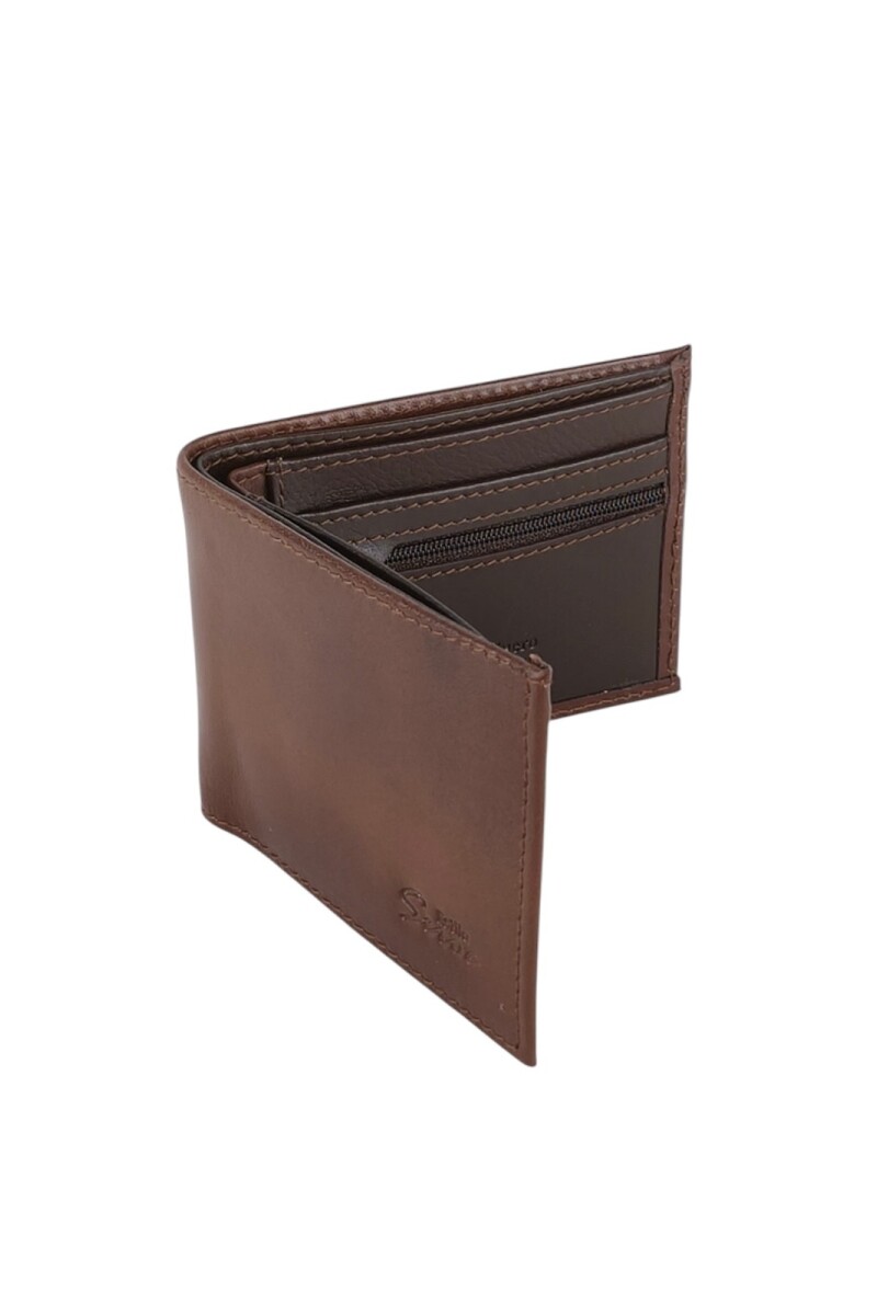 Billetera con cierre interior para monedas Marron