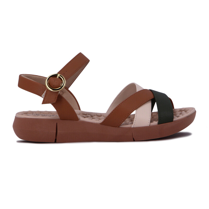 Modare Sandalia C/tiras Cruzadas Y Hebillas Crema-camel