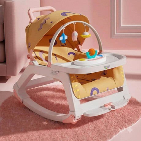 Silla 5 en 1 Bebé Mecedora Ruedas Comedor Sonido Interactivo Rosa