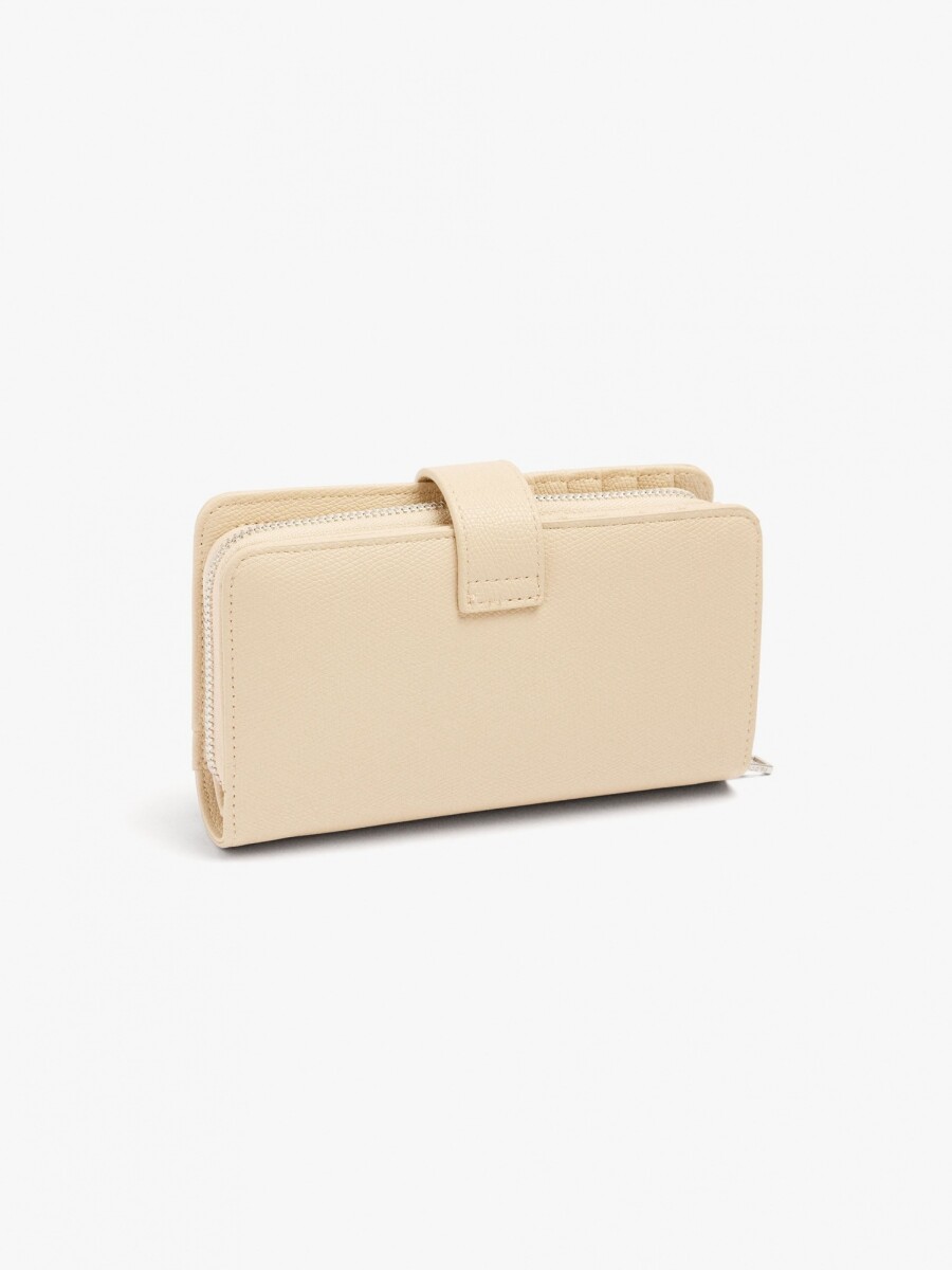 Cartera Con Textura L beige