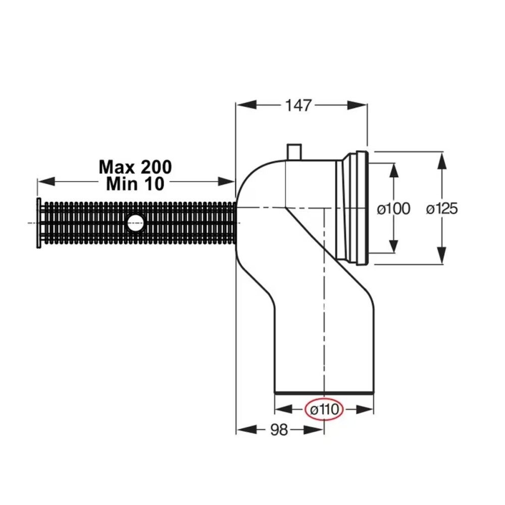 Salida trasera al piso 110x220mm Salida Trasera Al Piso 110x220mm