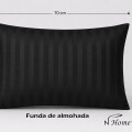 Juego de sábanas KING de tela a rayas Premium 400 hilos Negro