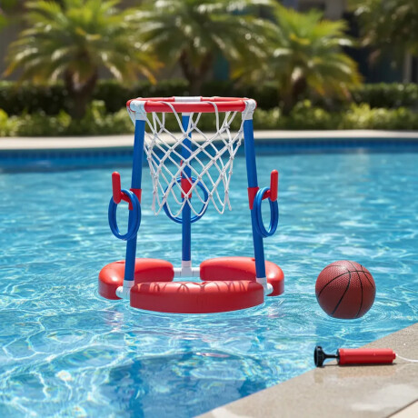 Juego De Piscina 2 En 1 Basket y Aros Verano Rojo