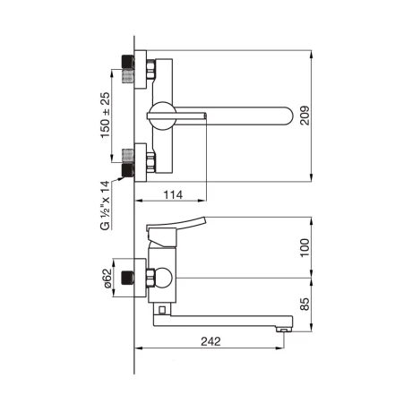 Griferia De Pared Cocina Monocomando Cromo Fv 000