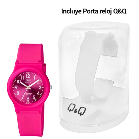 Reloj Q&Q PVC Unisex Análogo Colores Correa Silicona Fucsia