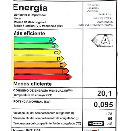 HELADERA PANELABLE W COLLECTION 244 L Whirlpool WRE25ABDWX HELADERA PANELABLE W COLLECTION 244 L Whirlpool WRE25ABDWX