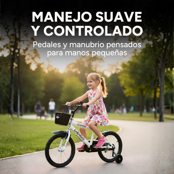 Bicicleta Infantil Shengdi R16 Canasto Parrilla Guardabarros Blanco 1