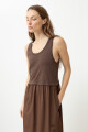 Vestido combinado con bolsillos chocolate