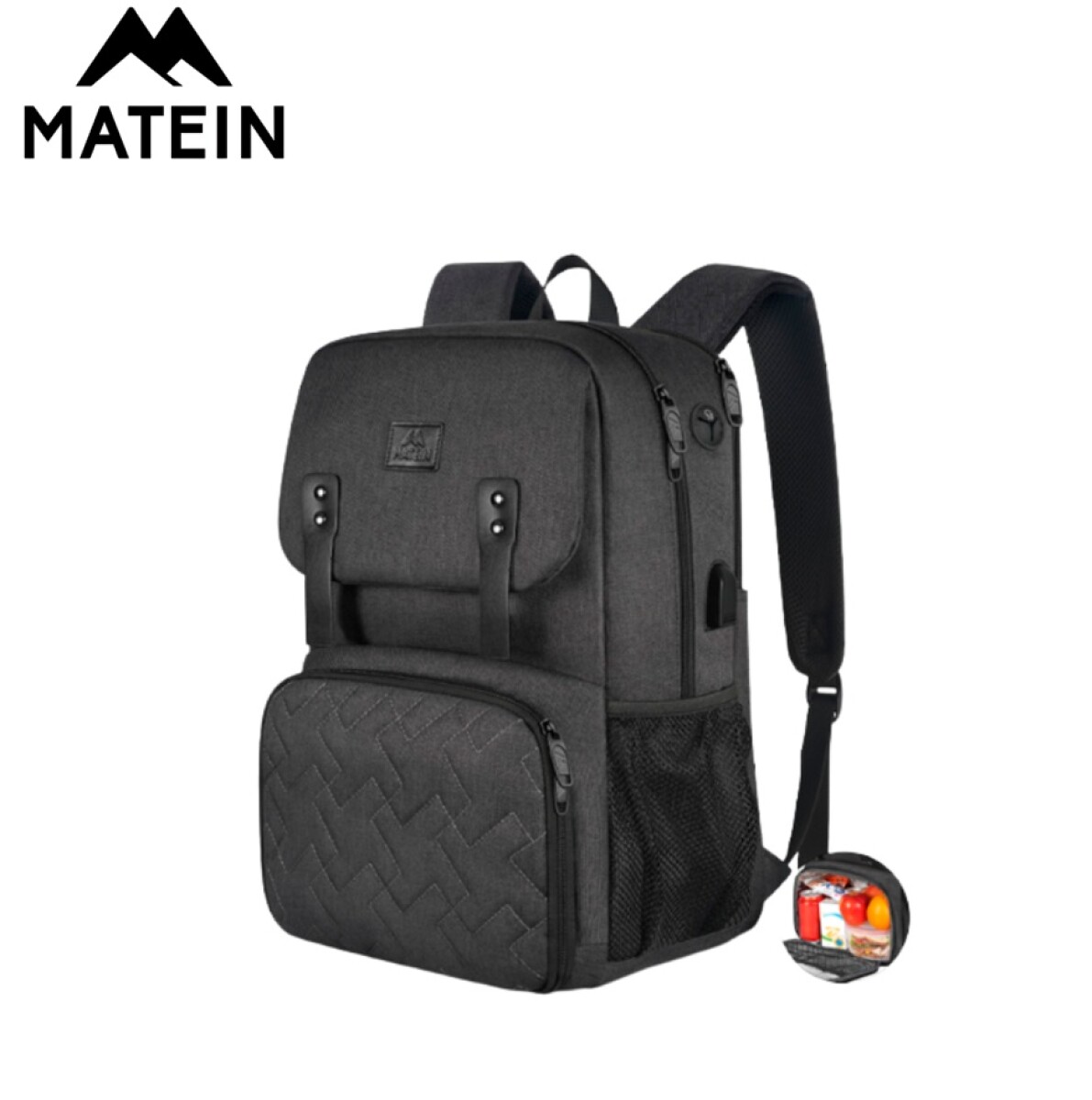 Mochila Lonchera Impermeable Porta Laptop Matein 1161 - Negro 