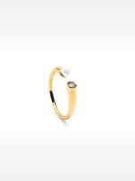 Anillo Abierto Con Perla De Agua Dulce dorado