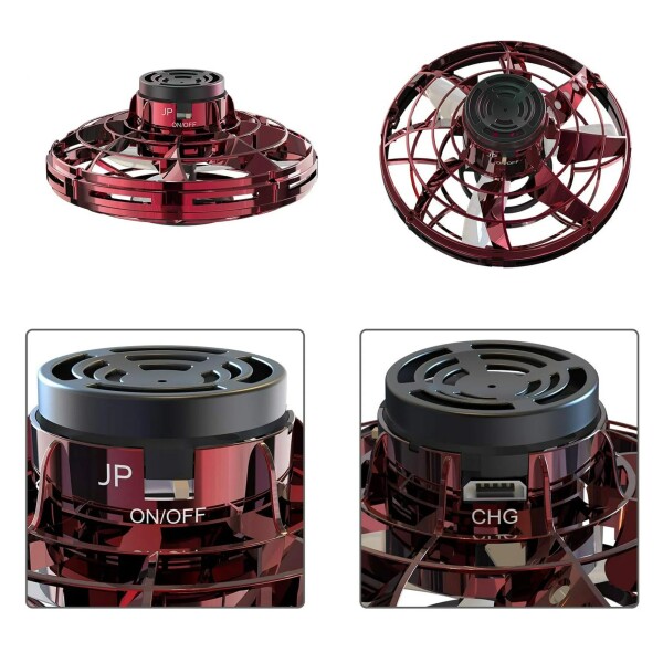 Juguete Giratorio Volador Bola Spinner Drone Bateria Luces Variante Color Rojo