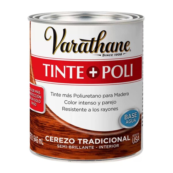 Tinte + Poliuretano para Madera 0.946L Varathane Cerezo Tradicional