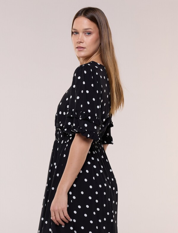 Vestido Volados Printed NEGRO/CRUDO