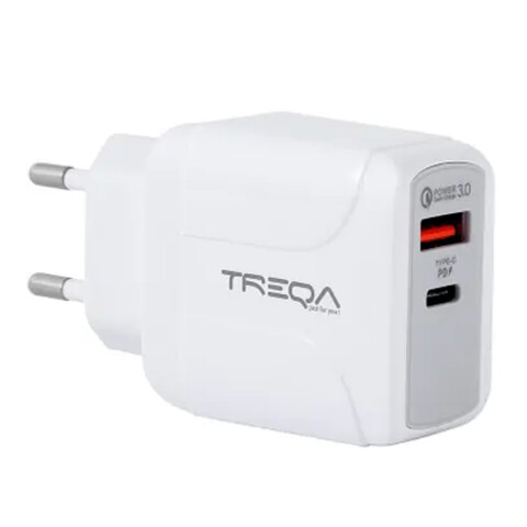 Cargador De Ular Treqa 2 Salidas Usb Y Usb Tipo-c BLANCO