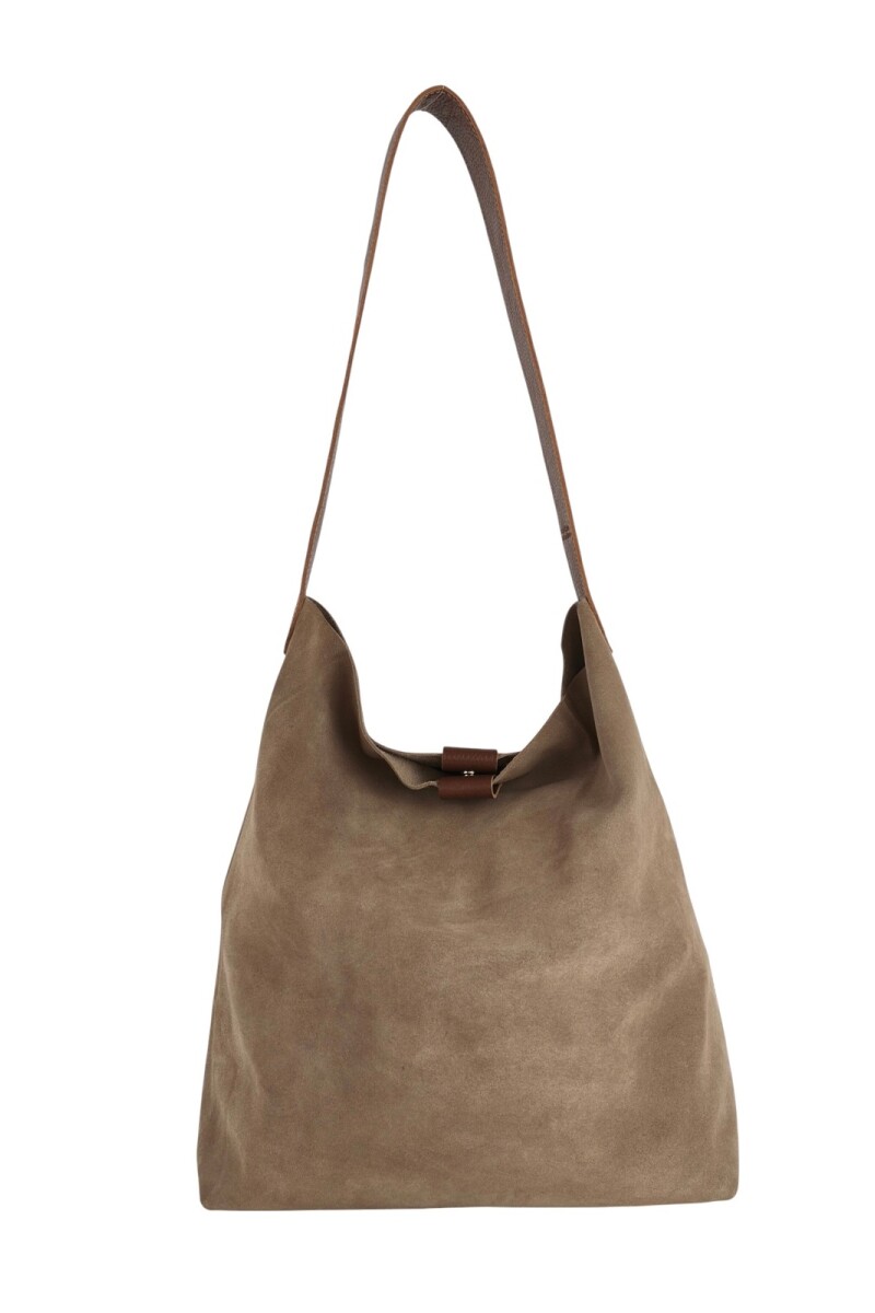 Tote bag de cuero con gamuza Beige