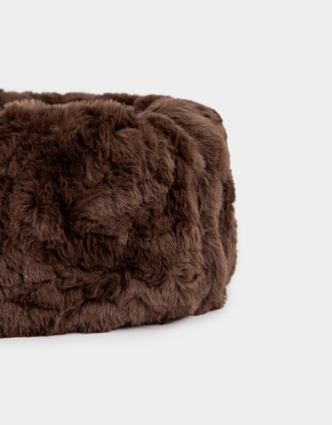 Cuellos Clasico Cuello Tejido Efecto Peluche - Marron Chocolate