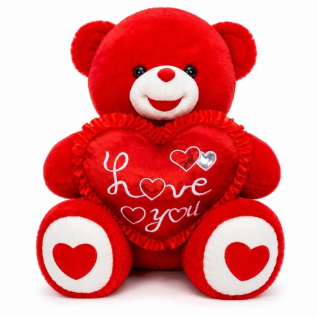Peluche Oso Rojo y Blanco con Corazón Love You Tamaño 30CM 001
