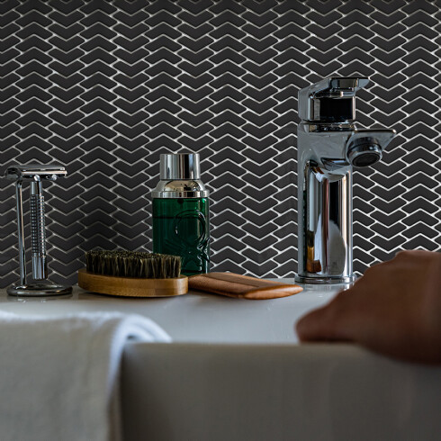 Mosaico De Vidrio 29X29.50 Color Negro Mate Porcelamika 000