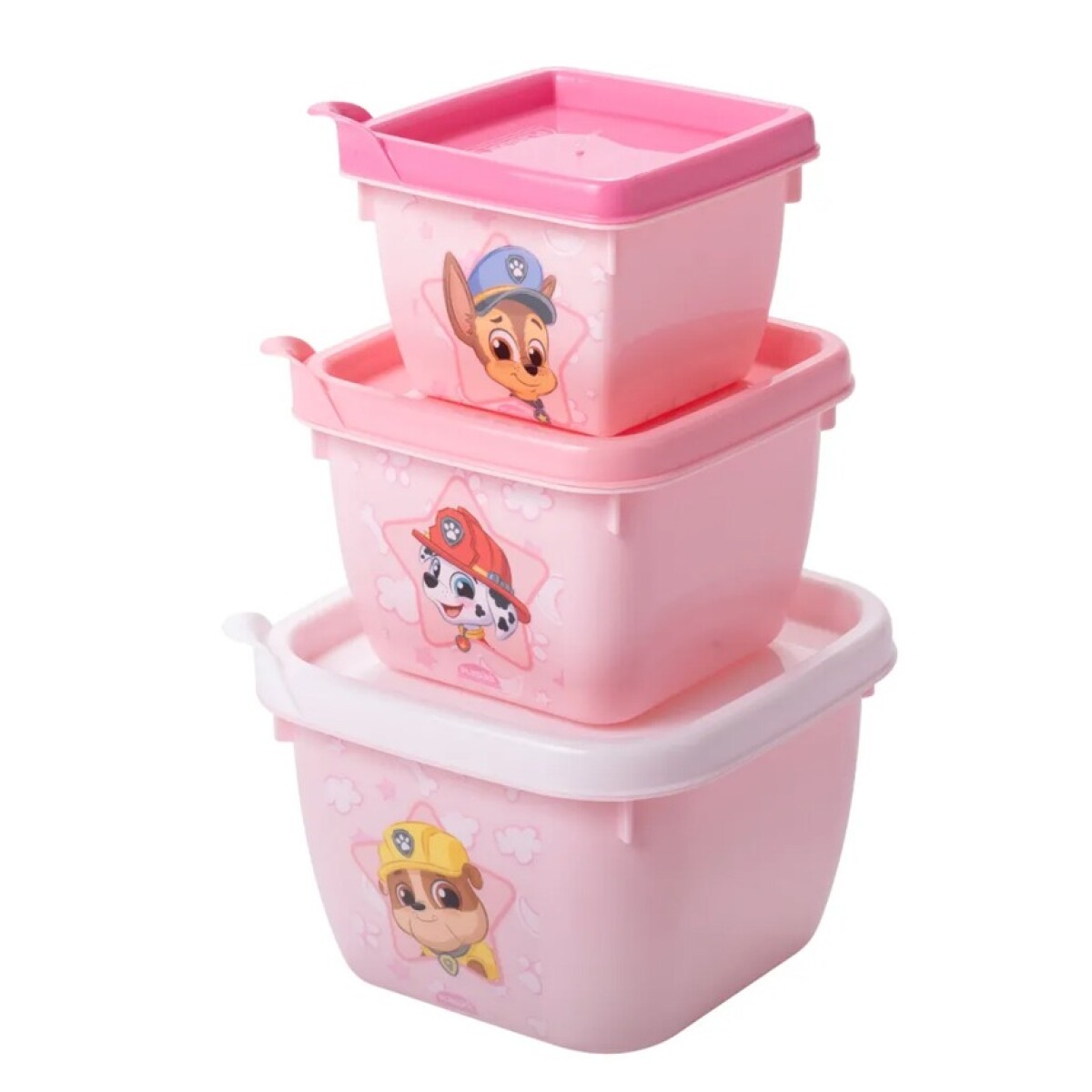 Set x3 tupper diseños - paw patrol rosa pastel 
