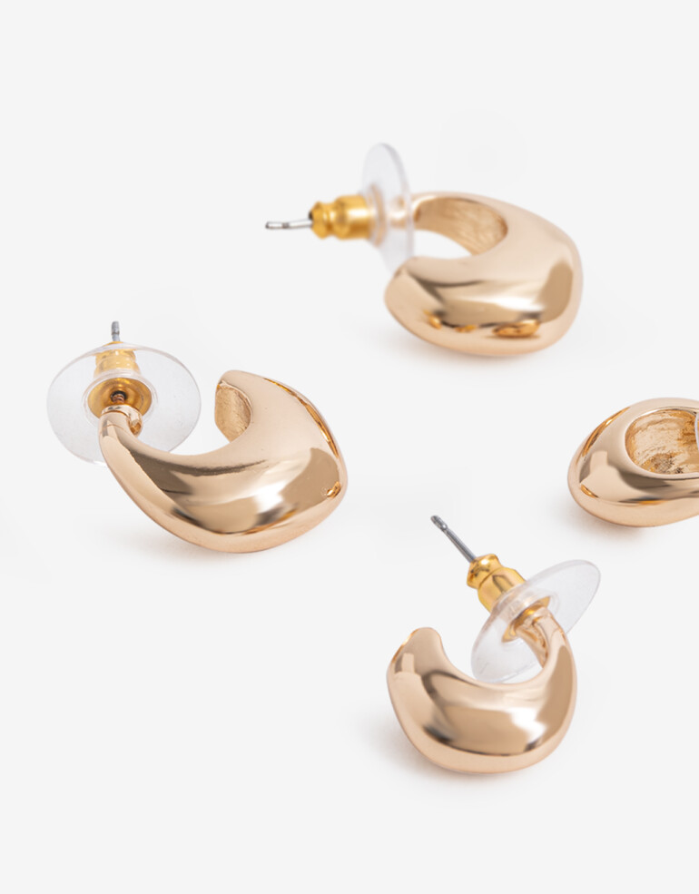 Aros Argollas Set Metal Set De Aros Bañado En Oro - Dorado