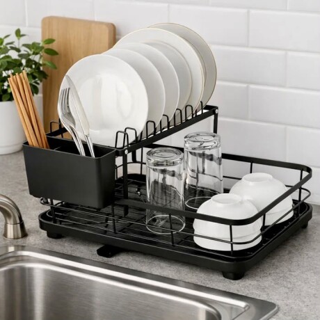 Escurridor de Platos 2 Niveles Metálico con Bandeja Plástica 42cm x 30cm x 25,5cm Escurridor de Platos 2 Niveles Metálico con Bandeja Plástica 42cm x 30cm x 25,5cm
