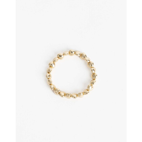 Pulsera Elastica Corazones Metal Dorado