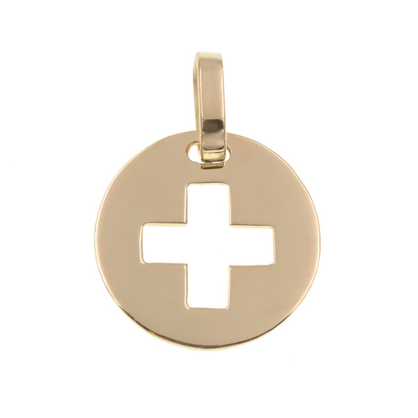 Medalla en oro amarillo 18k. con cruz calada Medalla en oro amarillo 18k. con cruz calada