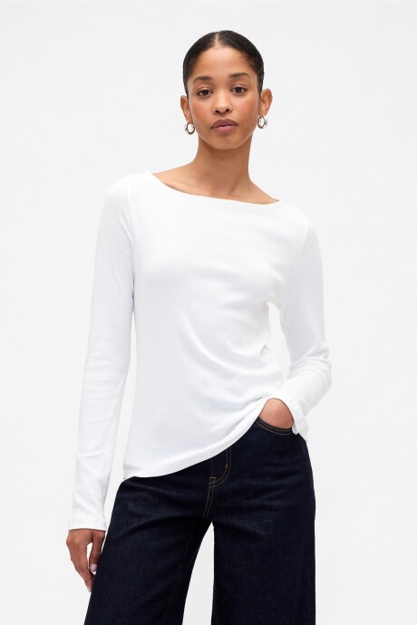 Remera Cuello Bote Mujer White Uk