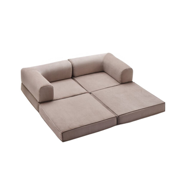 Sofá Sillón Cama ComboHome Teddy Premium 3 Cuerpos Corderoy Marrón 1