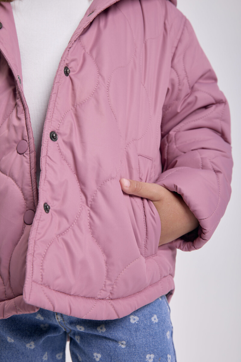 Campera capitoneada capucha Rosa