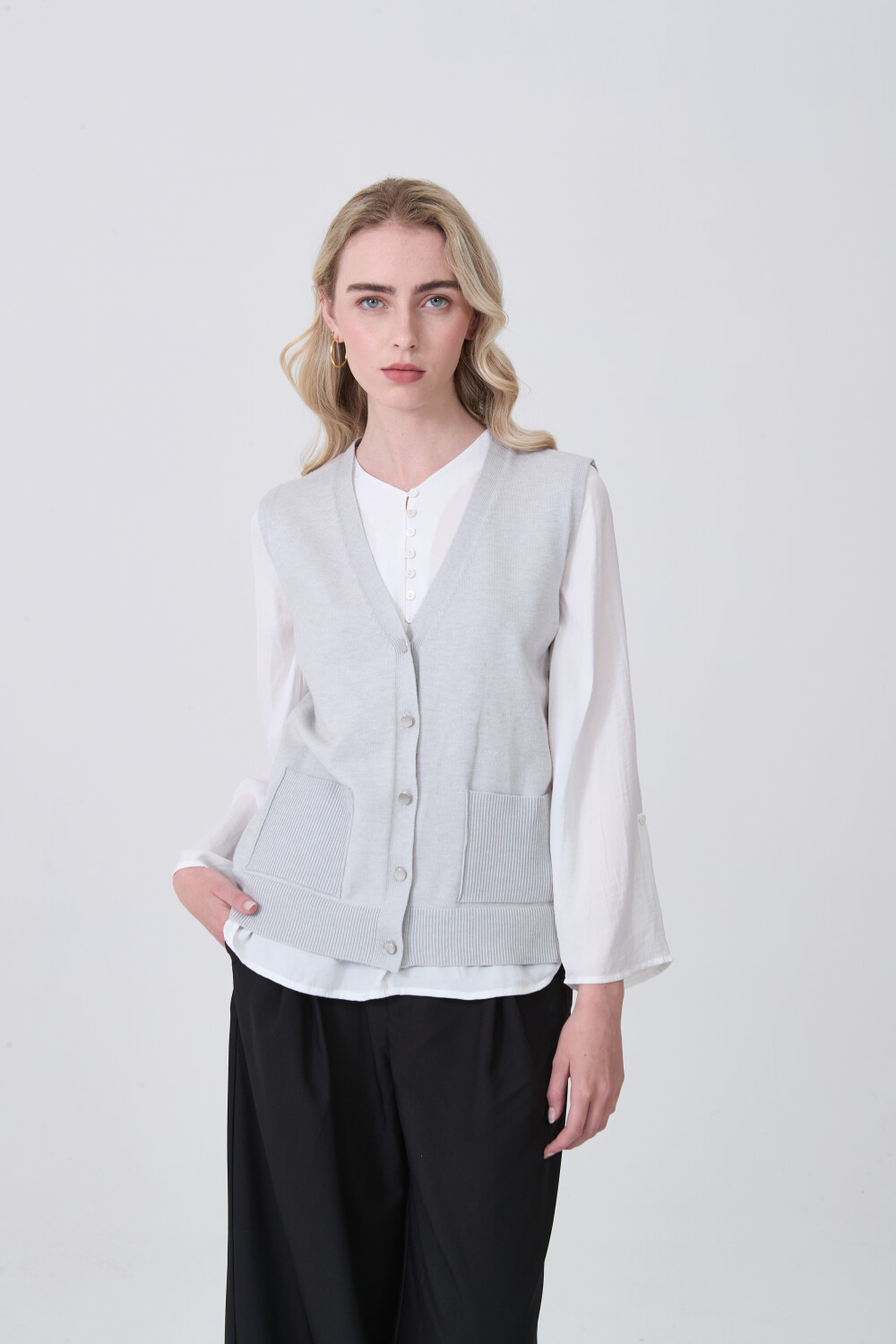 Chaleco Tebal Gris Melange