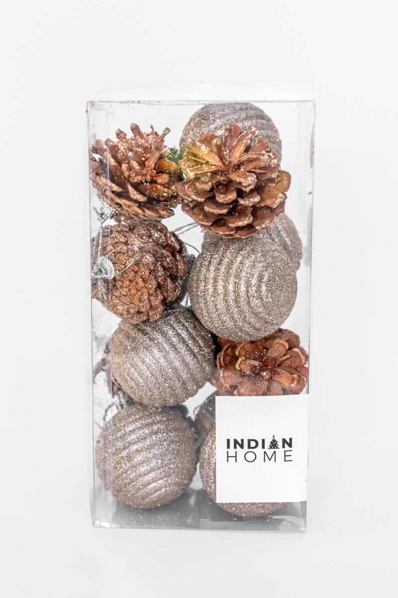 Colgante Piñas Y Bolas, 16un. - Color Unico