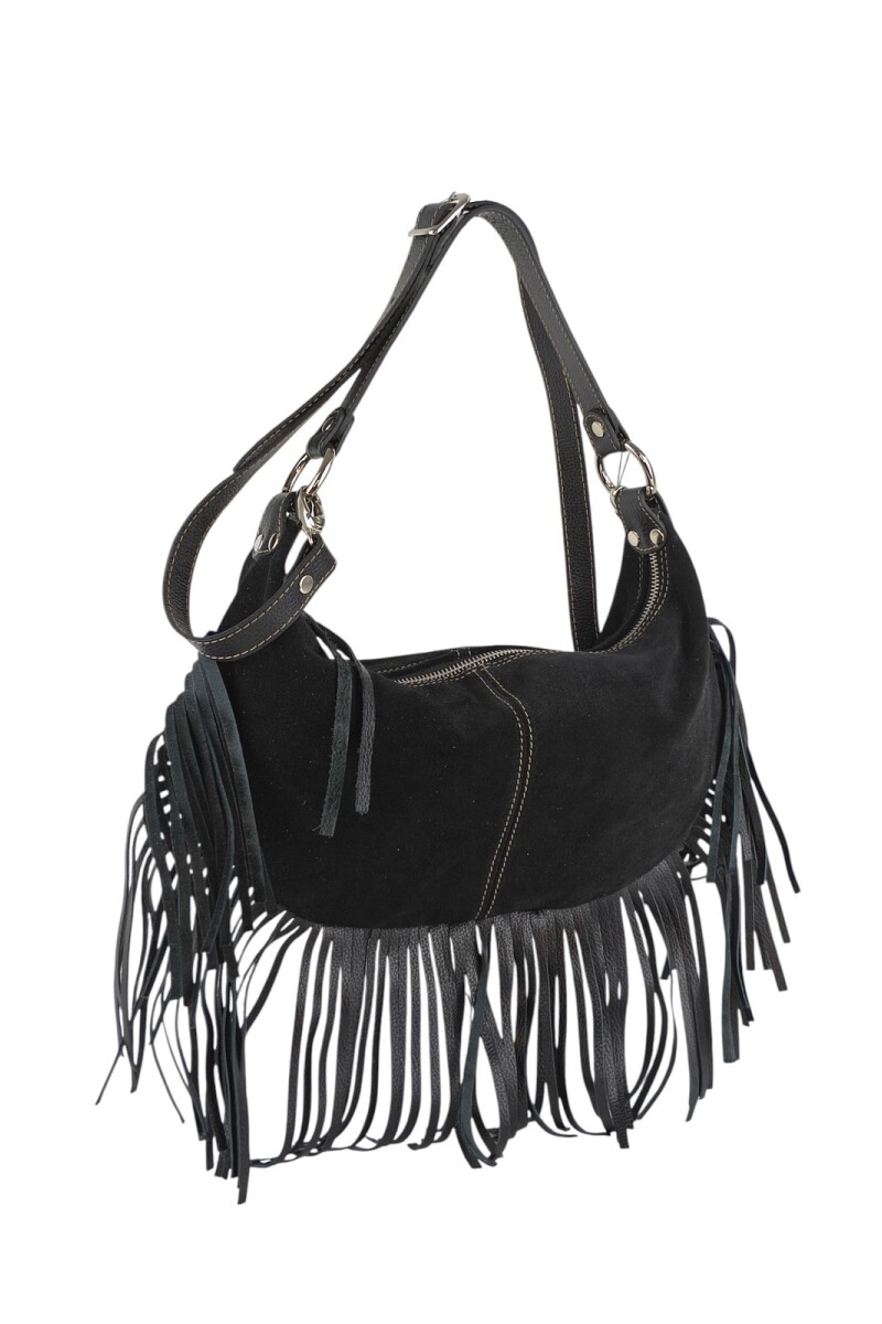 Cartera con flecos Negro