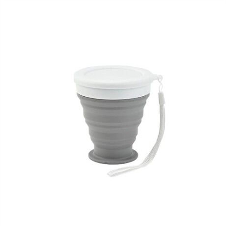Vaso de silicona plegable con tapa Gris