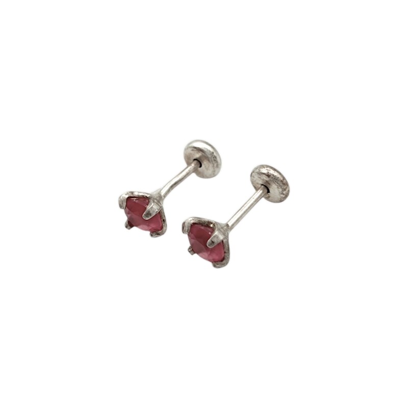 Abridores bebe Solitario - Plata 925 - Piedra Zirconia rosa - AB3001 Conpiedra