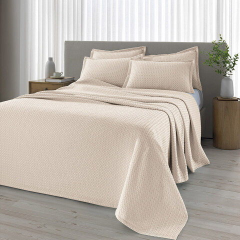 Juego Colcha y Funda Dohler Provenza Queen 100% Microfibra BEIGE