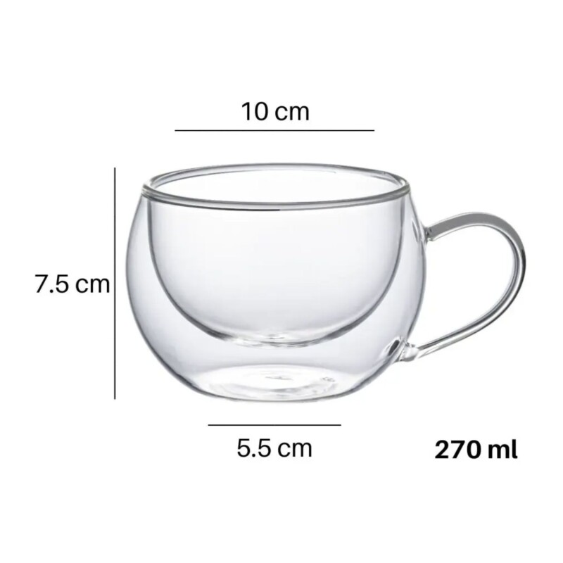 Set de 2 tazas Varenna doble pared en borosilicato 270 ml Set de 2 tazas Varenna doble pared en borosilicato 270 ml