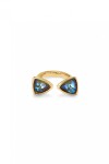 ANILLO EN ALEACIÓN DE METALES BAÑADO EN 18K CON DOS CRISTALES MULTICOLOR Anillo